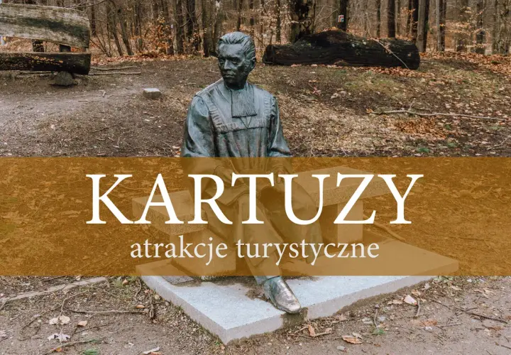 Pomnik w alei filozofów w Kartuzach, wśród jesiennych liści. Miejsce pełne historii i spokoju.